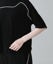 RSKGX32240 TRUNK HIROKO KOSHINO(ヒロココシノ) パイピングラインジャージーカットソー /日本製/洗える ブラック