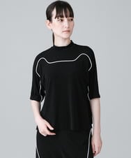 RSKGX32240 TRUNK HIROKO KOSHINO(ヒロココシノ) パイピングラインジャージーカットソー /日本製/洗える ブラック