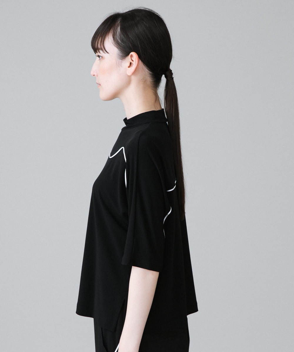 RSKGX32240 TRUNK HIROKO KOSHINO(ヒロココシノ) パイピングラインジャージーカットソー /日本製/洗える ブラック