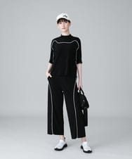 RSKGX32240 TRUNK HIROKO KOSHINO(ヒロココシノ) パイピングラインジャージーカットソー /日本製/洗える ブラック
