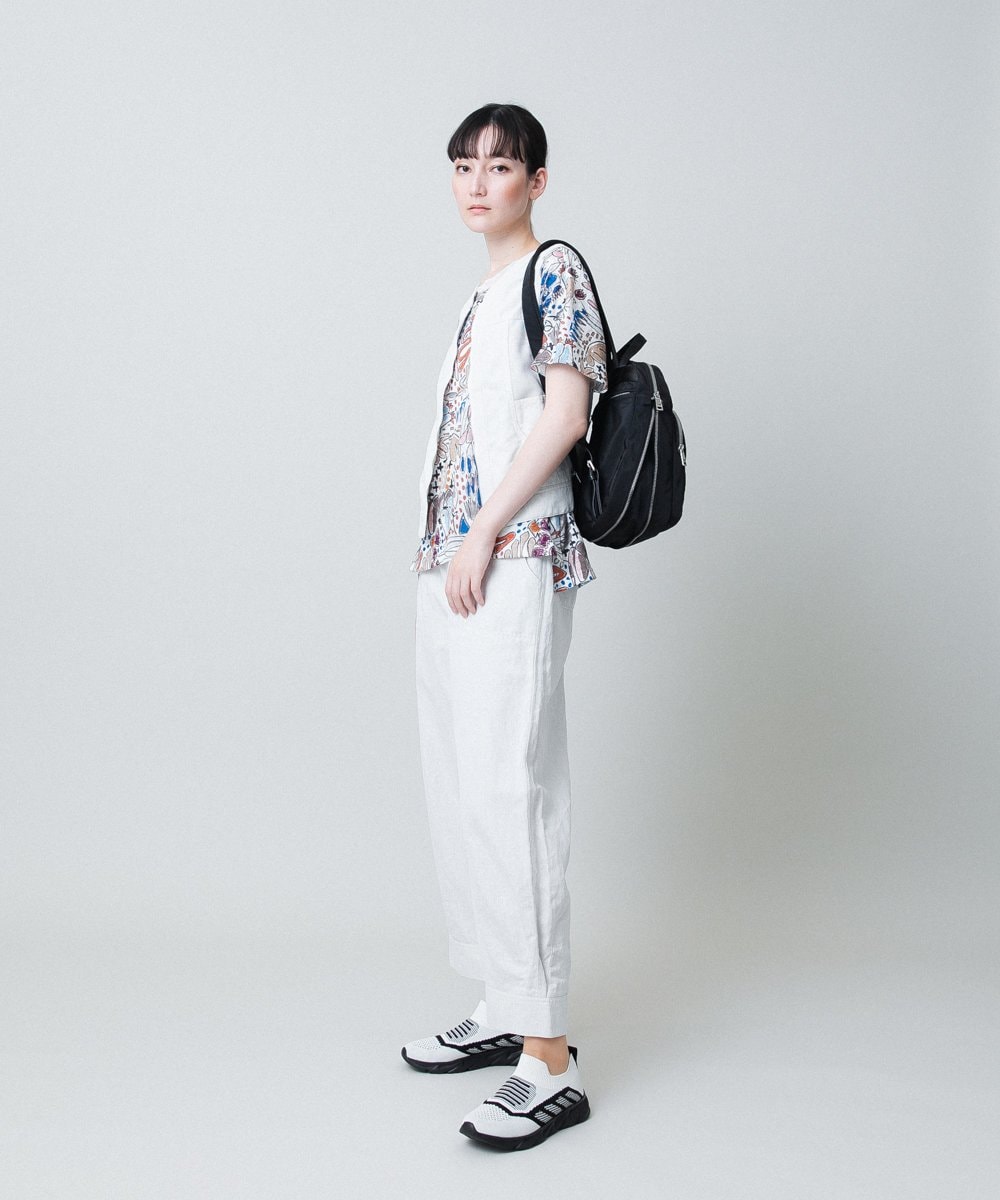 RSKHB05330 TRUNK HIROKO KOSHINO(ヒロココシノ) リネンライクプリントカットソー /日本製/洗える アイボリー