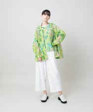 RSKHE09330 TRUNK HIROKO KOSHINO(ヒロココシノ) ルーム総柄プリント五分袖カットソー/洗える グリーン