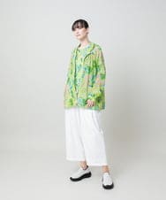 RSKHE09330 TRUNK HIROKO KOSHINO(ヒロココシノ) ルーム総柄プリント五分袖カットソー/洗える グリーン