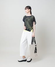 RSKHE12160 TRUNK HIROKO KOSHINO(ヒロココシノ) グリッターロゴカットソー/日本製/洗える イエロー