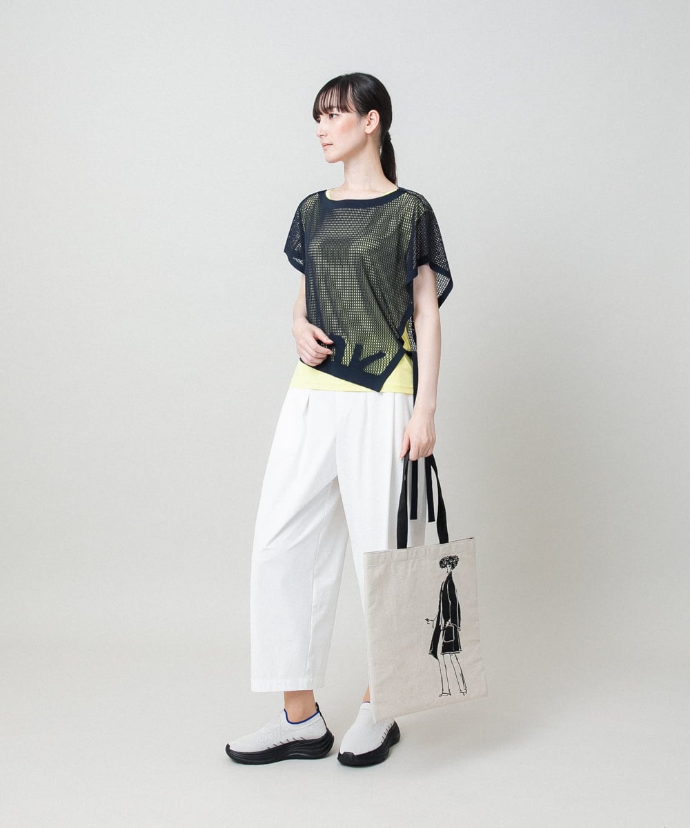 RSKHE12160 TRUNK HIROKO KOSHINO(ヒロココシノ) グリッターロゴカットソー/日本製/洗える イエロー