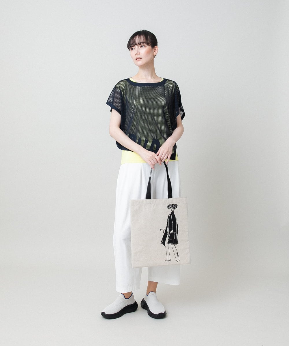 RSKHE12160 TRUNK HIROKO KOSHINO(ヒロココシノ) グリッターロゴカットソー/日本製/洗える イエロー