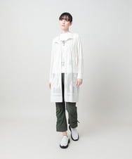 RSKHE17270 TRUNK HIROKO KOSHINO(ヒロココシノ) ルーム柄モノトーンプリント五分袖カットソー/日本製/洗える ホワイト