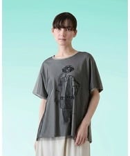 RSKHE20360 TRUNK HIROKO KOSHINO(ヒロココシノ) チュールドッキングアートピースカットソー/日本製/洗える ブラック