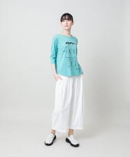RSKHE21290 TRUNK HIROKO KOSHINO(ヒロココシノ) ぼかしデッサン七分袖カットソー/日本製/洗える ライトブルー