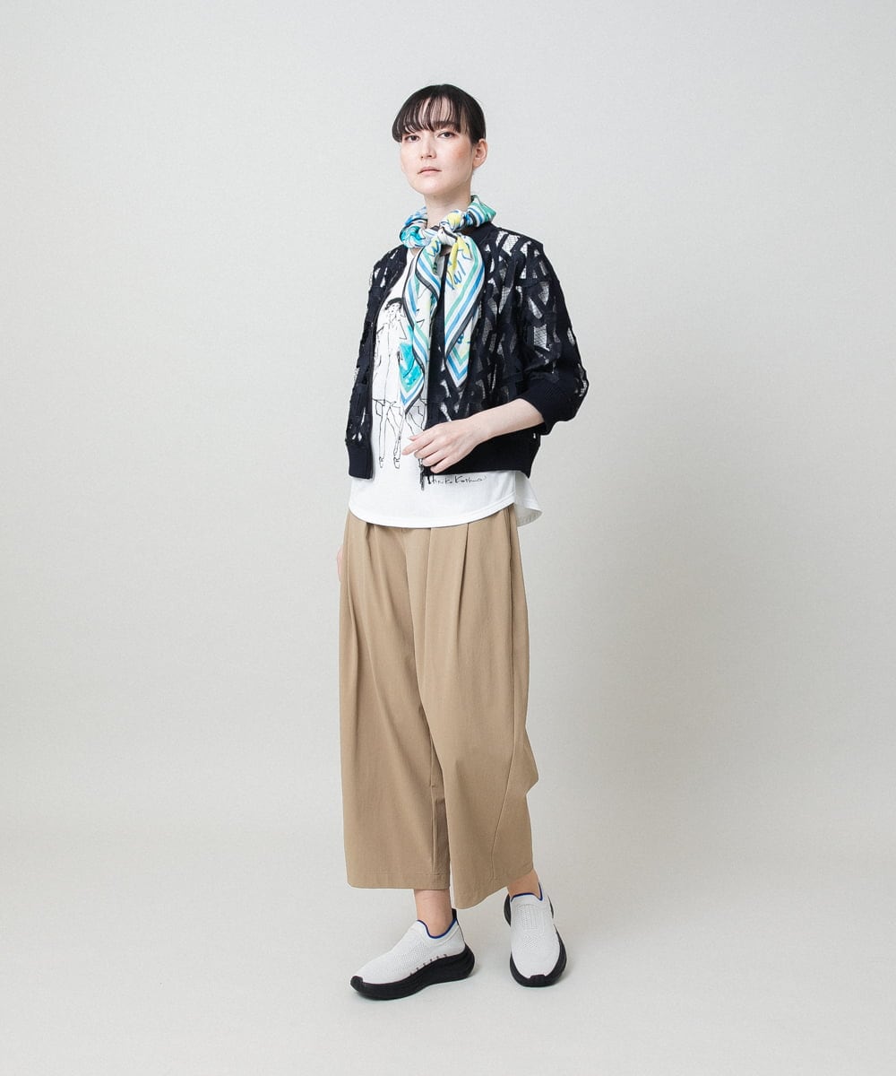 RSKHE21290 TRUNK HIROKO KOSHINO(ヒロココシノ) ぼかしデッサン七分袖カットソー/日本製/洗える ライトブルー