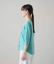 RSKHE21290 TRUNK HIROKO KOSHINO(ヒロココシノ) ぼかしデッサン七分袖カットソー/日本製/洗える ライトブルー