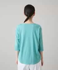 RSKHE21290 TRUNK HIROKO KOSHINO(ヒロココシノ) ぼかしデッサン七分袖カットソー/日本製/洗える ライトブルー