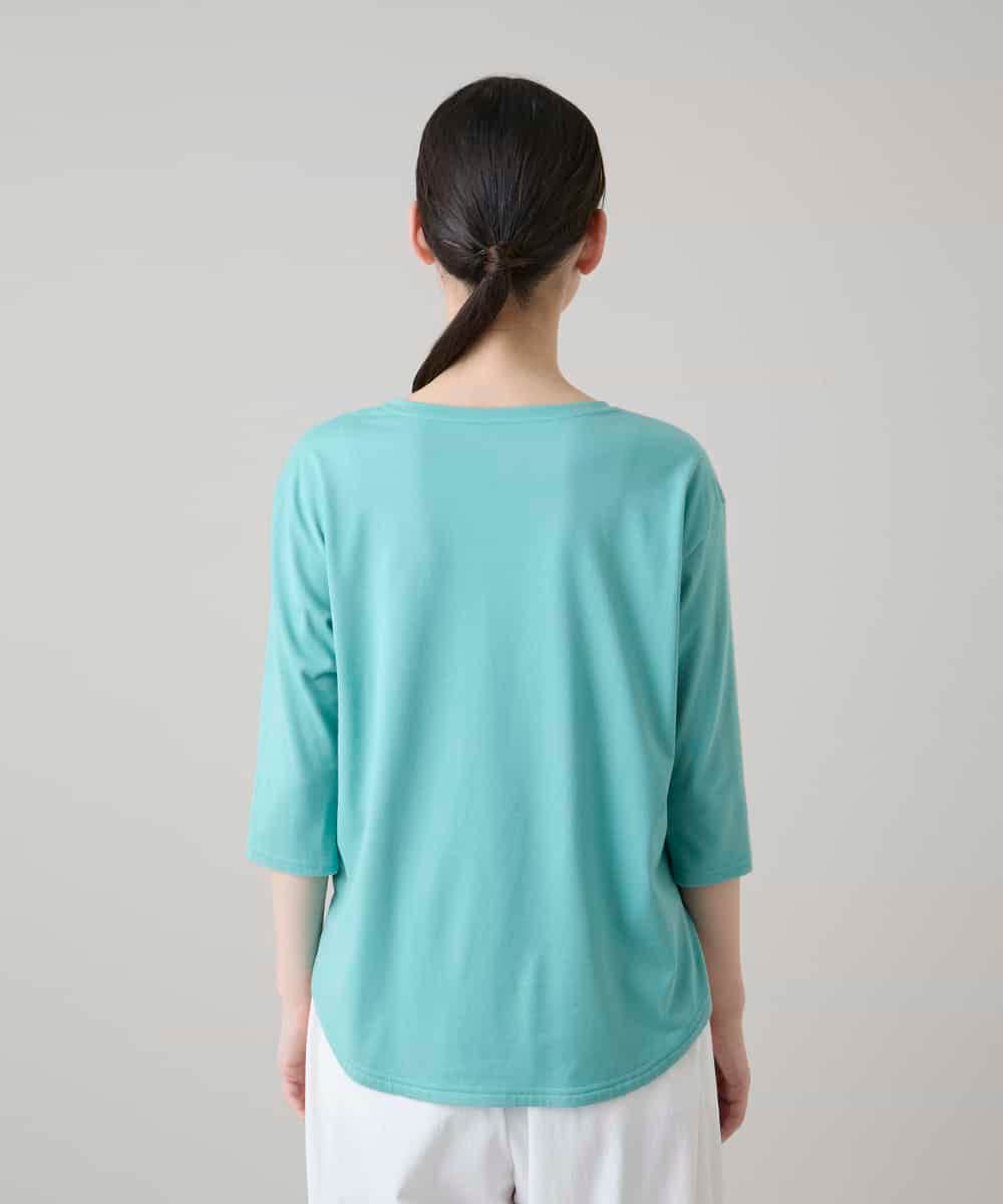 RSKHE21290 TRUNK HIROKO KOSHINO(ヒロココシノ) ぼかしデッサン七分袖カットソー/日本製/洗える ライトブルー