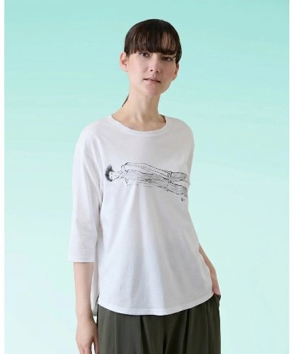 RSKHE22290 TRUNK HIROKO KOSHINO ファッションイラスト七分袖カットソー/日本製/洗える