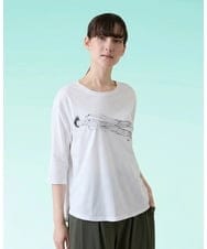 RSKHE22290 TRUNK HIROKO KOSHINO(ヒロココシノ) ファッションイラスト七分袖カットソー/日本製/洗える ホワイト