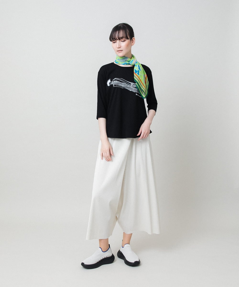RSKHE22290 TRUNK HIROKO KOSHINO(ヒロココシノ) ファッションイラスト七分袖カットソー/日本製/洗える ホワイト