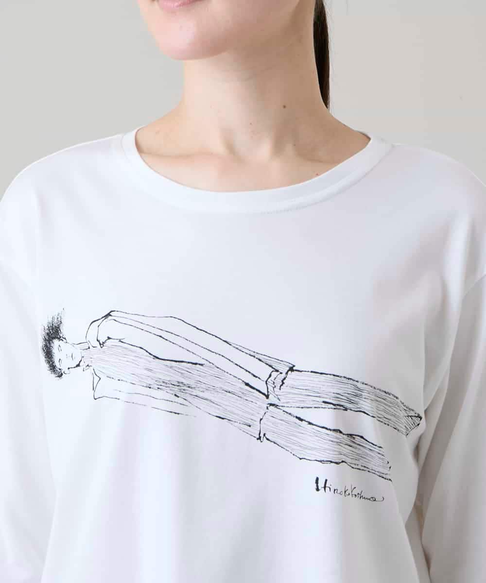 RSKHE22290 TRUNK HIROKO KOSHINO(ヒロココシノ) ファッションイラスト七分袖カットソー/日本製/洗える ホワイト