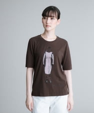RSKHR10240 TRUNK HIROKO KOSHINO(ヒロココシノ) 【洗える/日本製】オリジナルプリントTシャツ ブラウン