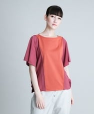 RSKHR16300 TRUNK HIROKO KOSHINO(ヒロココシノ) 【洗える】コットンニットデザインプルオーバー ピンク×オレンジ