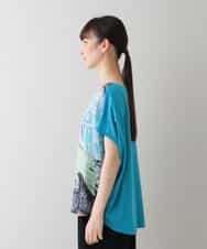 RSKHT08390 TRUNK HIROKO KOSHINO(ヒロココシノ) 【洗える/日本製】ペイントデザインカットソー ブルー