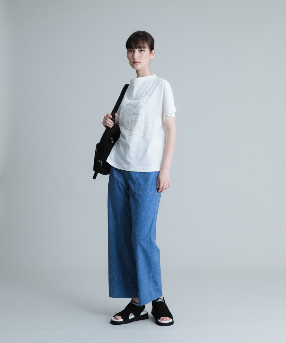 RSKHU20320 TRUNK HIROKO KOSHINO(ヒロココシノ) 【洗濯機で洗える】ハンドビーズ刺繍デザインカットソー ブラック