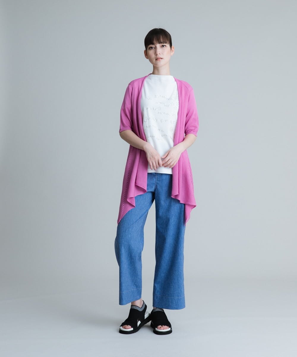 RSKHU20320 TRUNK HIROKO KOSHINO(ヒロココシノ) 【洗濯機で洗える】ハンドビーズ刺繍デザインカットソー ブラック