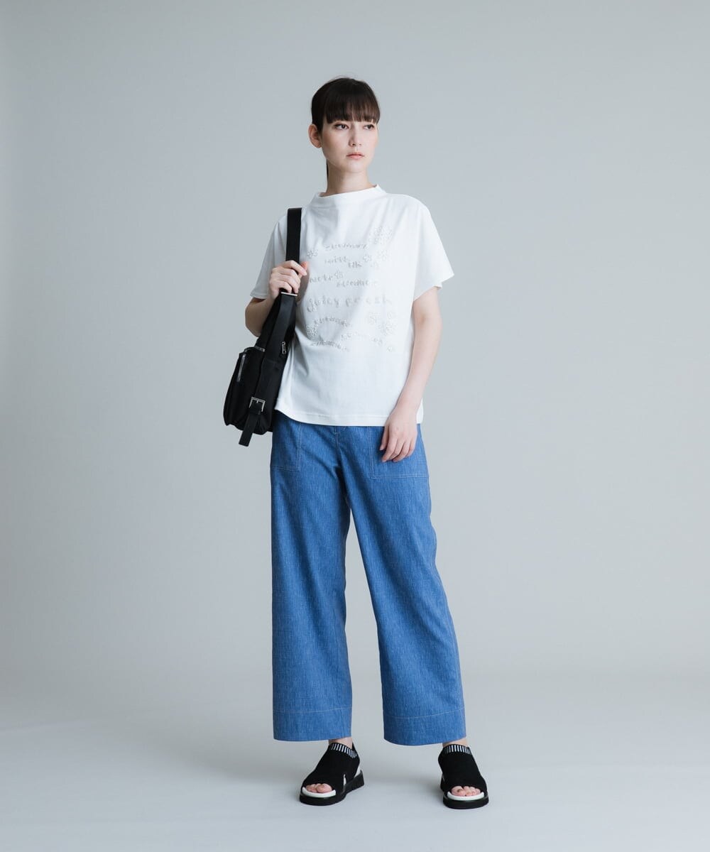RSKHU20320 TRUNK HIROKO KOSHINO(ヒロココシノ) 【洗濯機で洗える】ハンドビーズ刺繍デザインカットソー ブラック