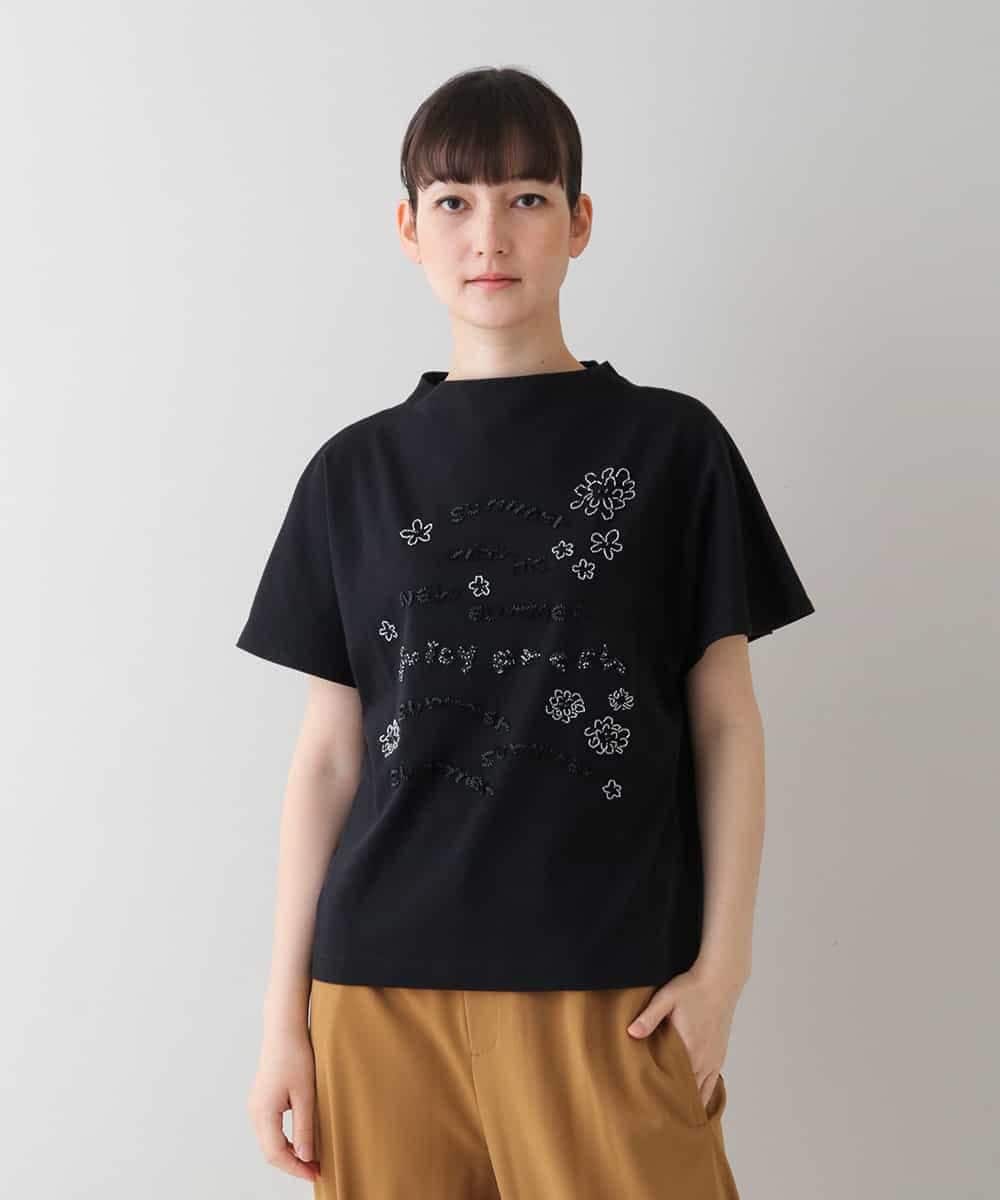 RSKHU20320 TRUNK HIROKO KOSHINO(ヒロココシノ) 【洗濯機で洗える】ハンドビーズ刺繍デザインカットソー ブラック