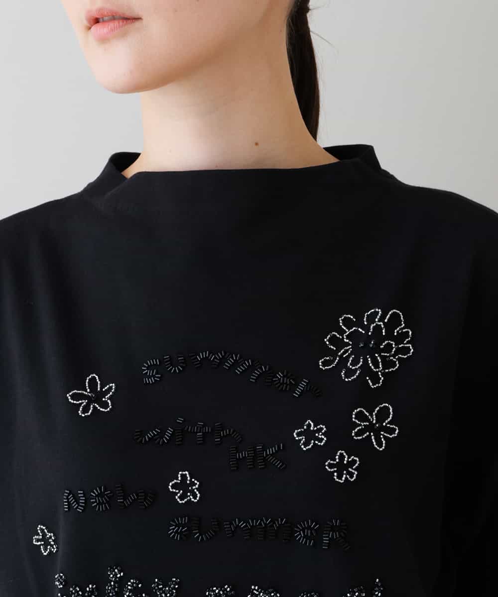 RSKHU20320 TRUNK HIROKO KOSHINO(ヒロココシノ) 【洗濯機で洗える】ハンドビーズ刺繍デザインカットソー ブラック