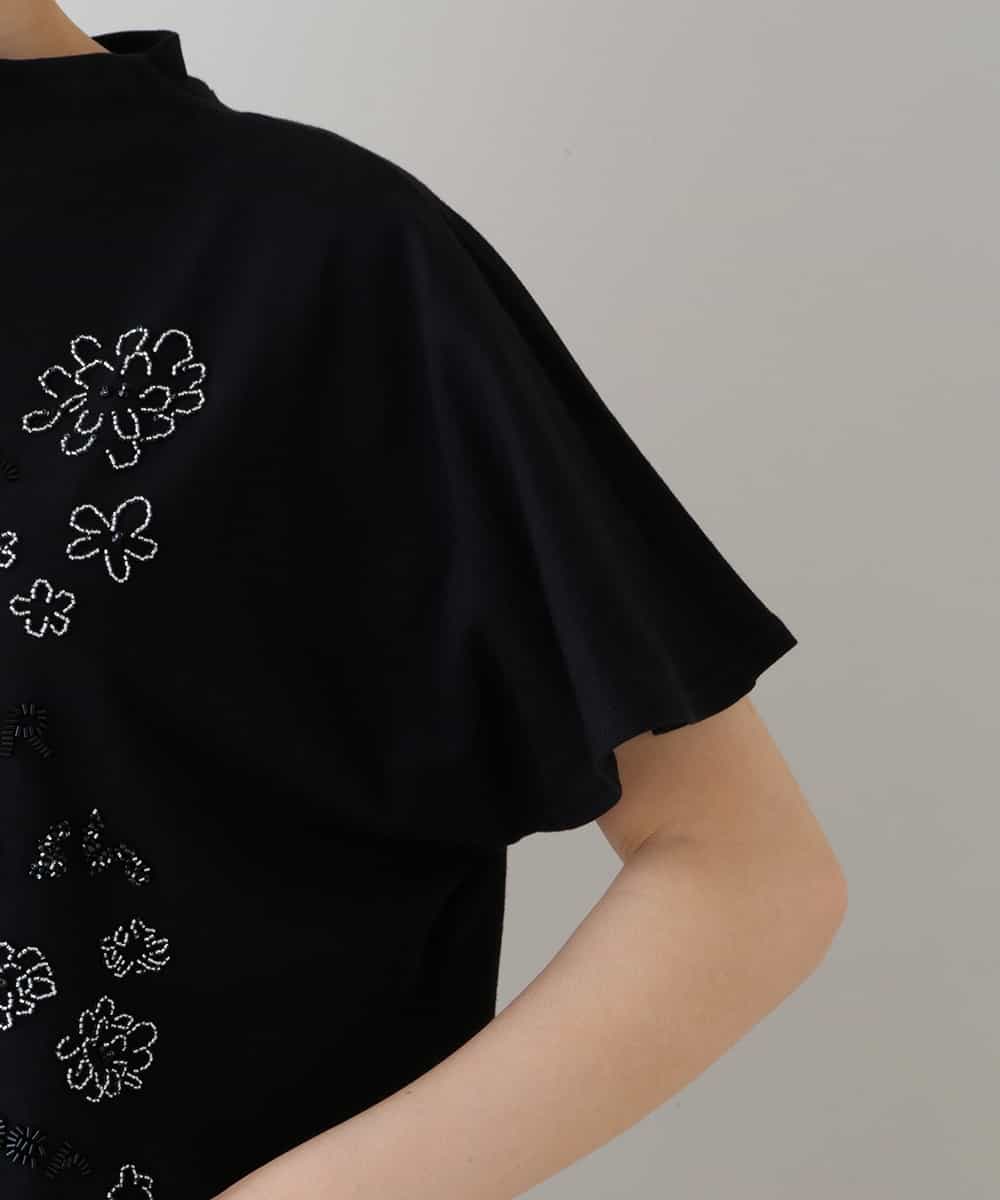 RSKHU20320 TRUNK HIROKO KOSHINO(ヒロココシノ) 【洗濯機で洗える】ハンドビーズ刺繍デザインカットソー ブラック