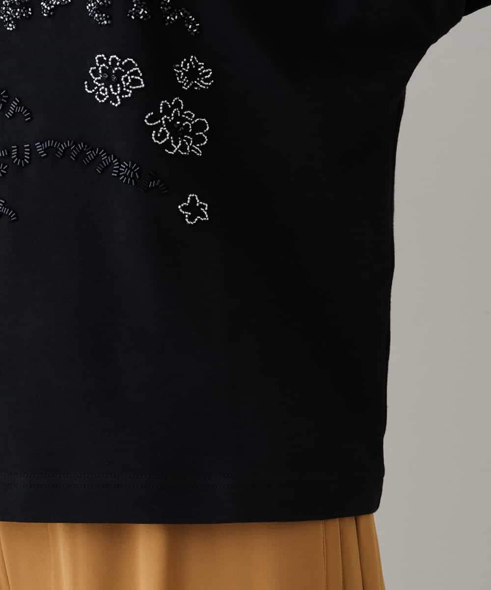 RSKHU20320 TRUNK HIROKO KOSHINO(ヒロココシノ) 【洗濯機で洗える】ハンドビーズ刺繍デザインカットソー ブラック