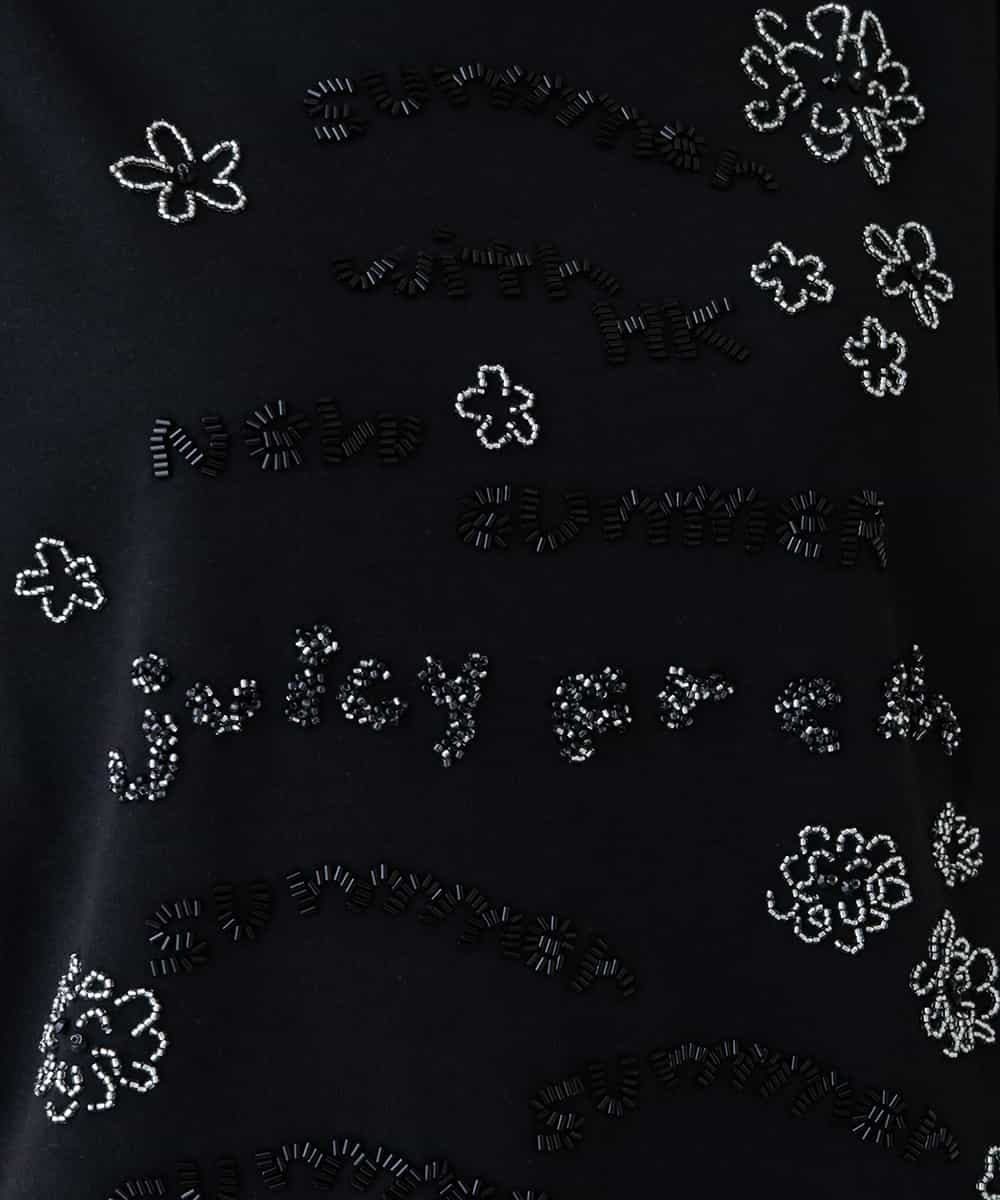 RSKHU20320 TRUNK HIROKO KOSHINO(ヒロココシノ) 【洗濯機で洗える】ハンドビーズ刺繍デザインカットソー ブラック