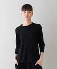 RSKHU22160 TRUNK HIROKO KOSHINO(ヒロココシノ) 【洗える/日本製】七分丈ベーシックTシャツ ブラック