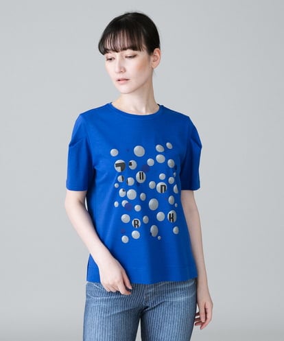 RSKHW05240 TRUNK HIROKO KOSHINO ドットロゴプリントTシャツ/日本製/洗える