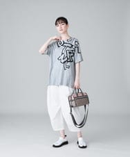 RSKHW10270 TRUNK HIROKO KOSHINO(ヒロココシノ) ロゴプリントチュニックカットソー/日本製 /洗える グレー