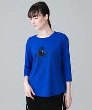 RSKHW15260 TRUNK HIROKO KOSHINO(ヒロココシノ) イラストスパンコールオリジナルTシャツ/日本製/洗える ブルー