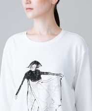RSKHW15260 TRUNK HIROKO KOSHINO(ヒロココシノ) イラストスパンコールオリジナルTシャツ/日本製/洗える ホワイト