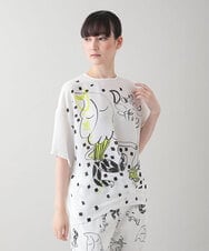 RSKIB04360 TRUNK HIROKO KOSHINO(ヒロココシノ) イラストプリントカットソーブラウス/日本製/洗える ホワイト