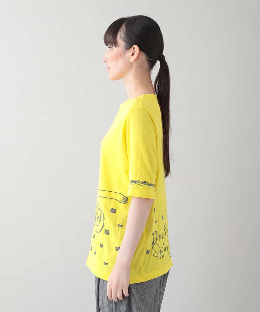 RSKIB05330 TRUNK HIROKO KOSHINO(ヒロココシノ) ラメプリントデザインカットソー /日本製/洗える イエロー