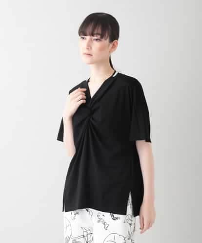 RSKIB10330 TRUNK HIROKO KOSHINO 配色リブ切り替えツイストカットソー /日本製/洗える