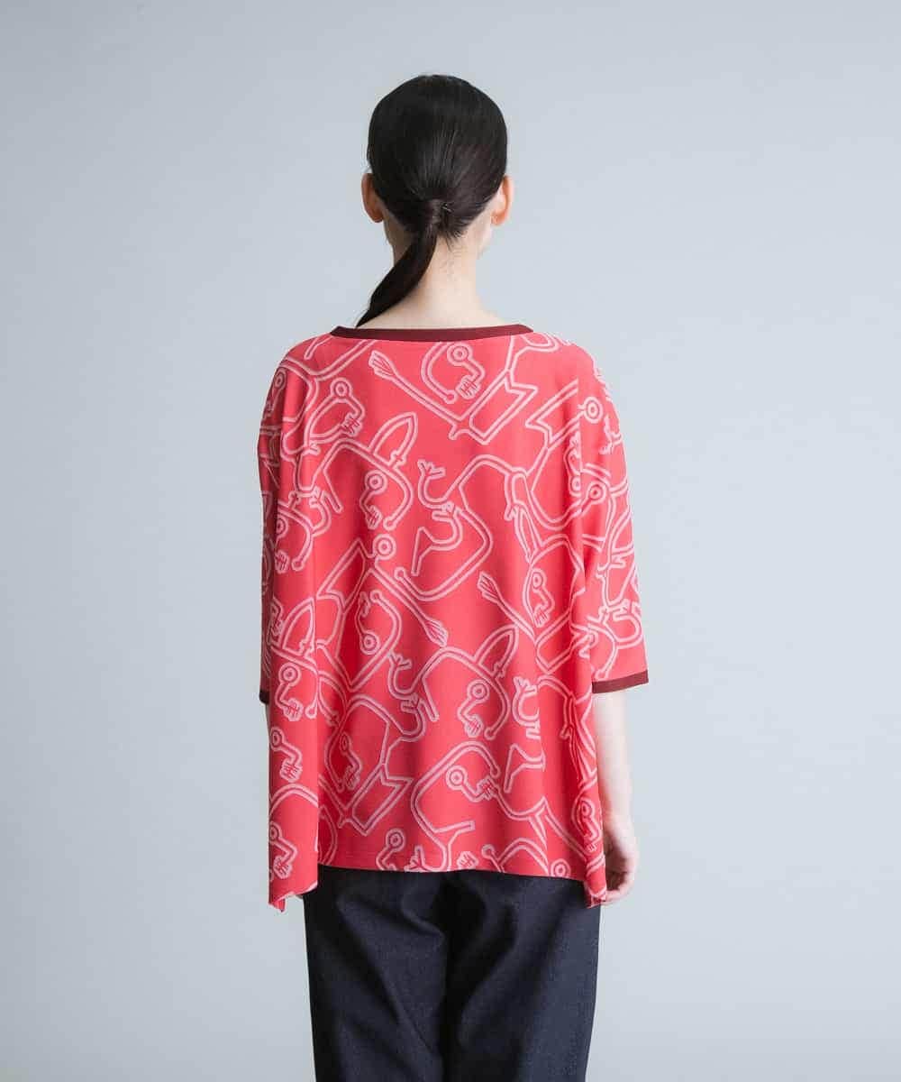 RSKIQ28300 TRUNK HIROKO KOSHINO(ヒロココシノ) 【洗濯機で洗える/日本製】ジオメトリックプルオーバー ピンク