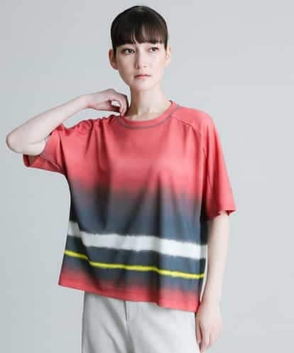 RSKIT03330 TRUNK HIROKO KOSHINO 【洗濯機で洗える/日本製】ぼかしラインデザインTシャツ