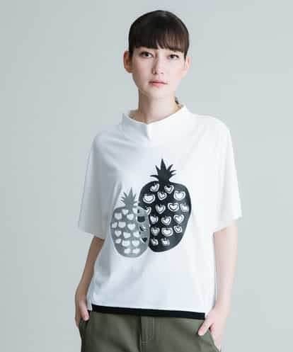 RSKIT08330 TRUNK HIROKO KOSHINO 【洗濯機で洗える/日本製】フルーツモチーフドルマンフォルムTシャツ