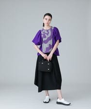 RSKIW26360 TRUNK HIROKO KOSHINO(ヒロココシノ) 異素材ジョイントカットソー/日本製/洗える パープル
