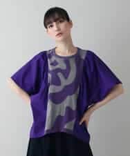 RSKIW26360 TRUNK HIROKO KOSHINO(ヒロココシノ) 異素材ジョイントカットソー/日本製/洗える パープル