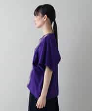 RSKIW26360 TRUNK HIROKO KOSHINO(ヒロココシノ) 異素材ジョイントカットソー/日本製/洗える パープル