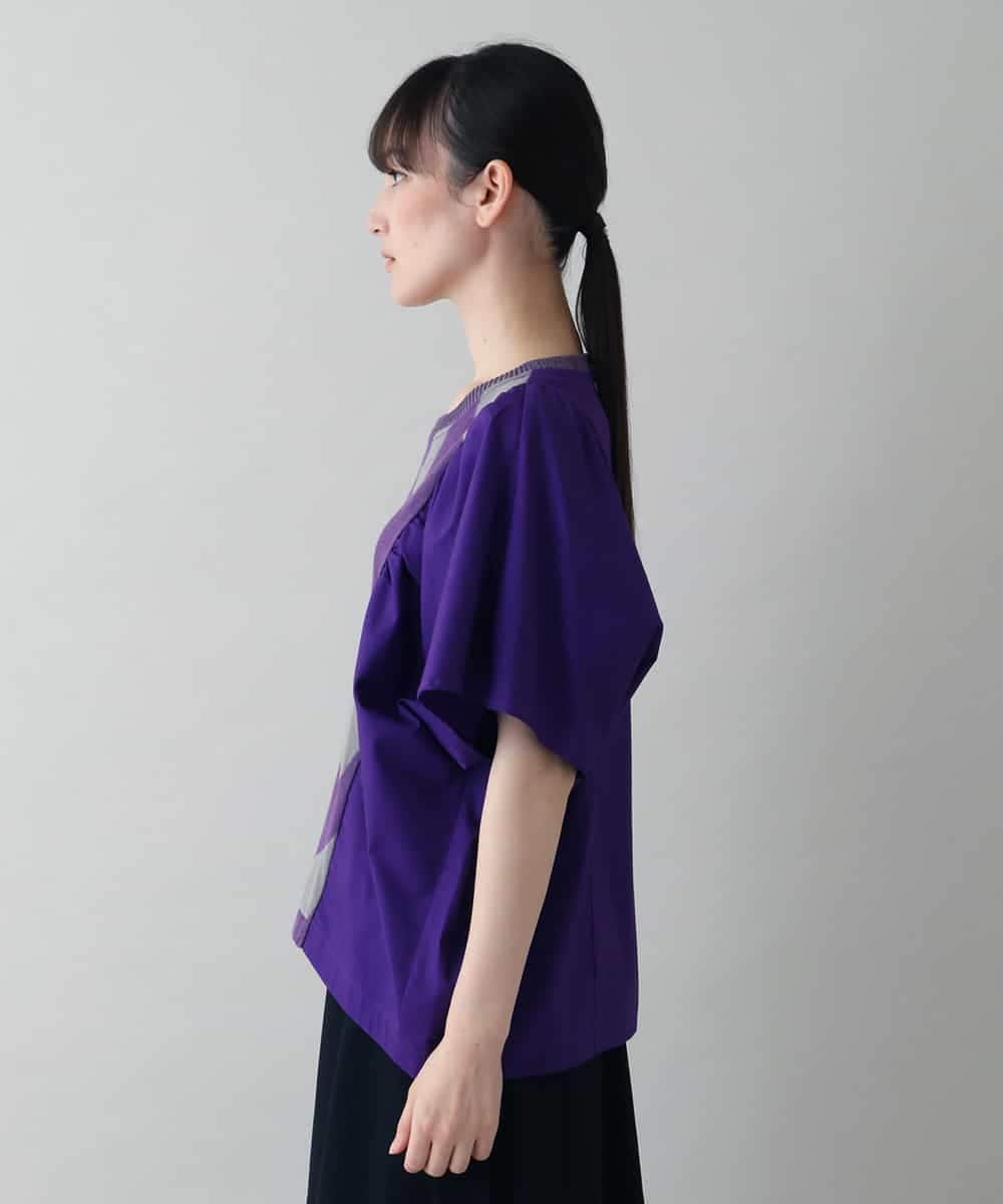 RSKIW26360 TRUNK HIROKO KOSHINO(ヒロココシノ) 異素材ジョイントカットソー/日本製/洗える パープル