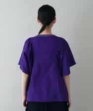 RSKIW26360 TRUNK HIROKO KOSHINO(ヒロココシノ) 異素材ジョイントカットソー/日本製/洗える パープル