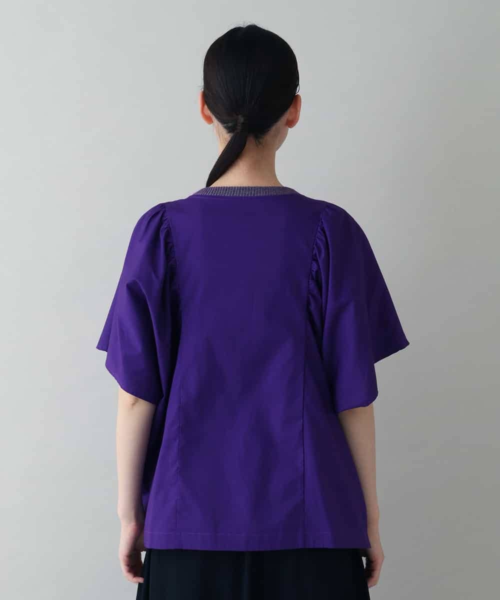 RSKIW26360 TRUNK HIROKO KOSHINO(ヒロココシノ) 異素材ジョイントカットソー/日本製/洗える パープル