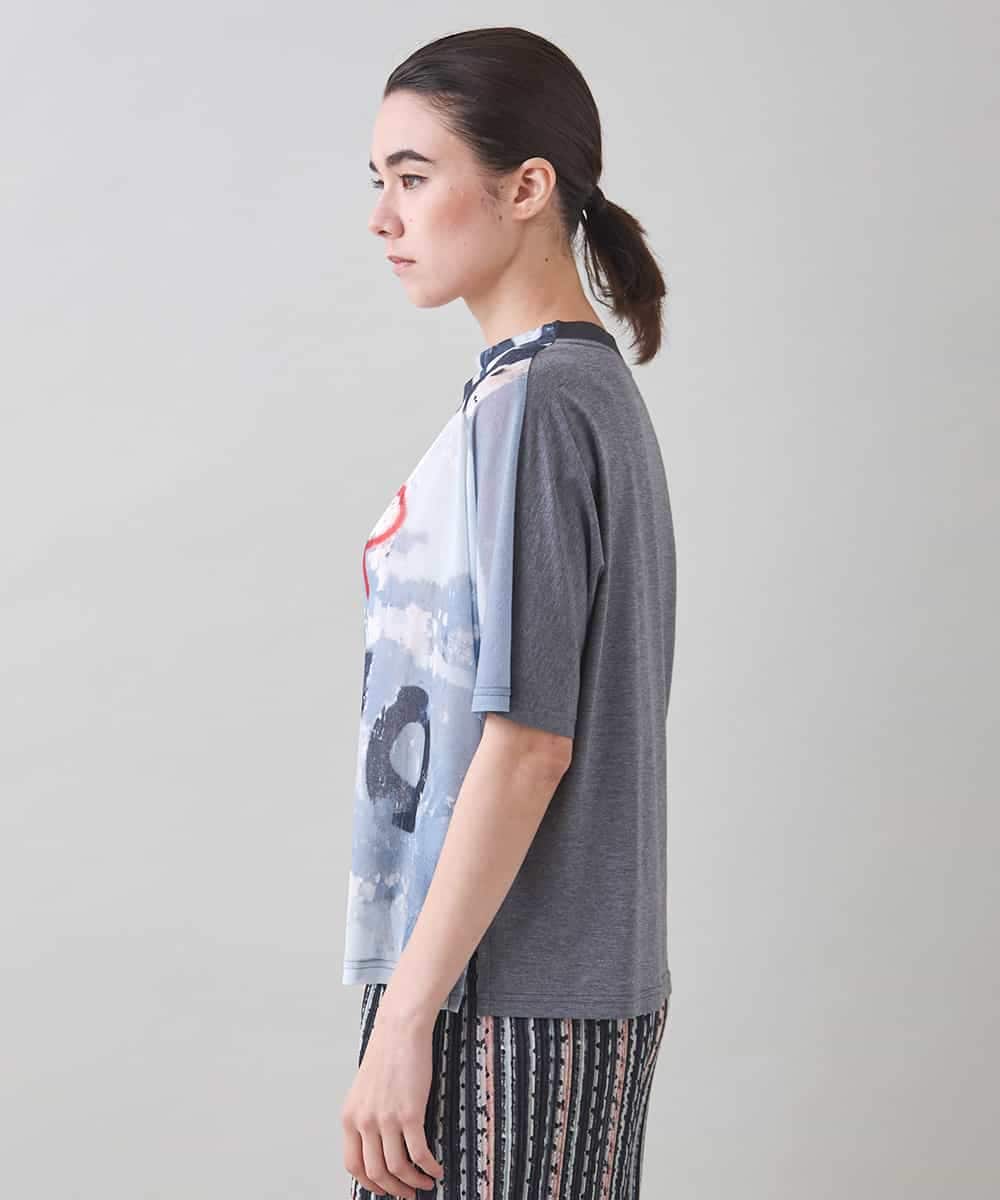 RSKJB08390 TRUNK HIROKO KOSHINO(ヒロココシノ) オリジナルプリントTシャツ /日本製/洗える グレー
